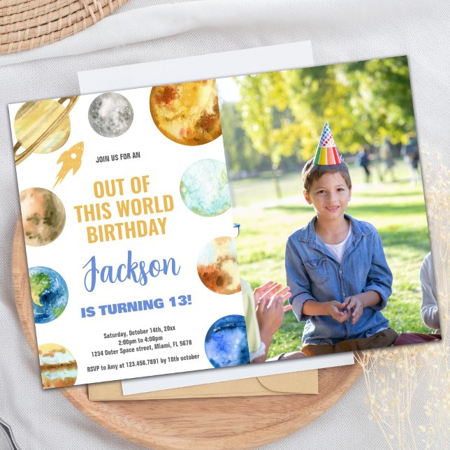 Photo Rocket Espace Extérieur Invitations Annivers (Photo Rocket Outer Space Birthday Invitations)