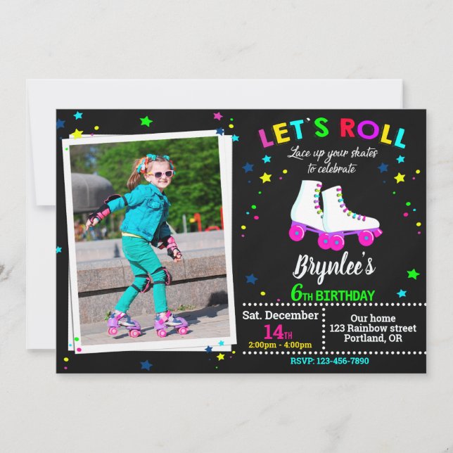 Photo Roller invitation anniversaire Sk8 invitatio (Devant)