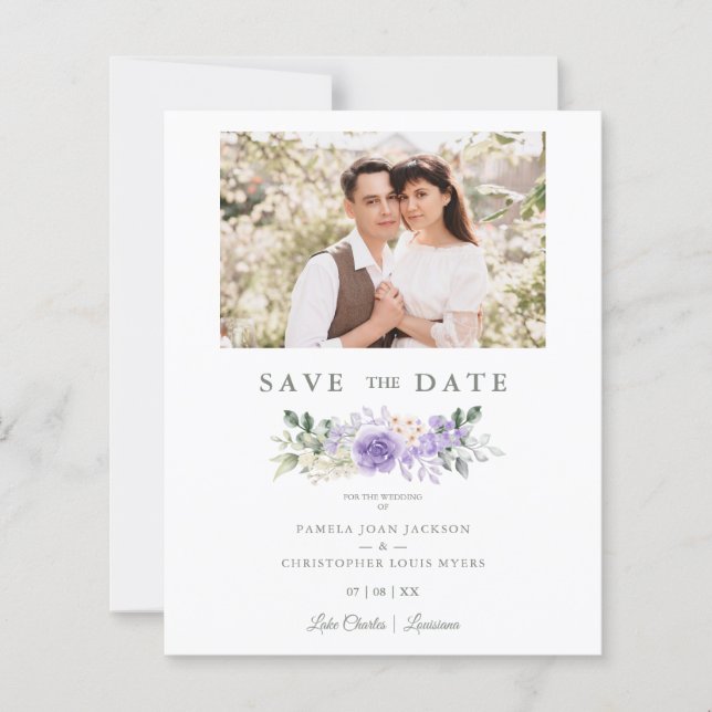 Photo Romantique aux tons violets Roses Mariage de (Devant)