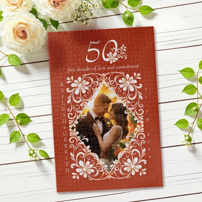 Photo romantique Rouge Rouille  Puzzle 50e Anniver (Créateur téléchargé)