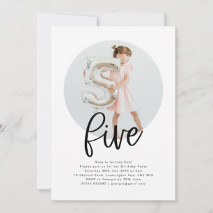 Photo ronde cinq invitation anniversaire
