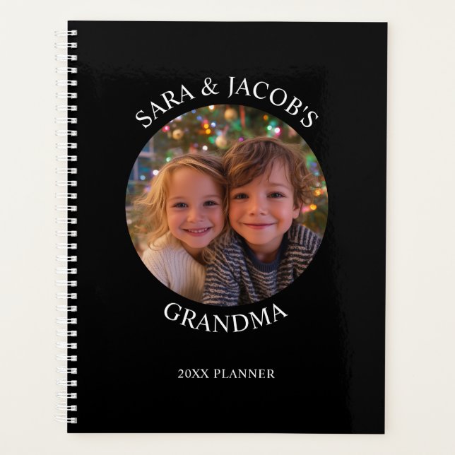 Photo ronde noir et blanc pour grand-mère (Devant)