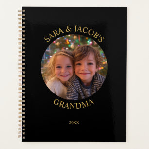 Photo ronde noir et or pour grand-mère
