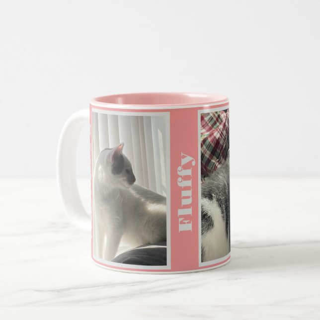 Photo rose double animal de compagnie et nom Mug (Devant gauche)