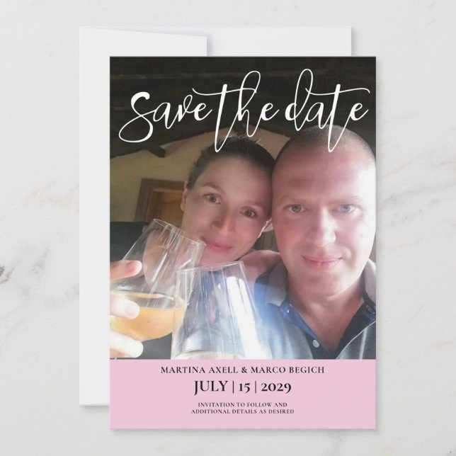 Photo rose Enregistrer la date Invitation (Devant)