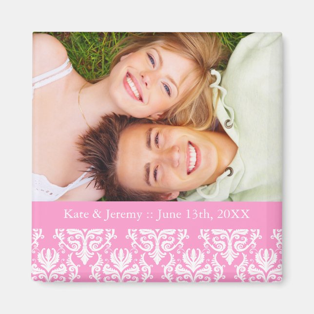 Photo rose Enregistrer la date Mariage Magnet (Devant)