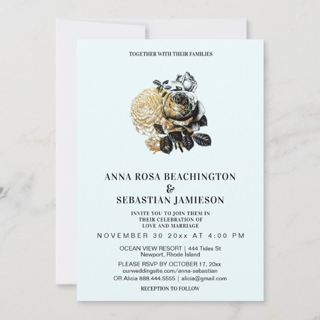 * PHOTO Rose Floral AR8 Mariage RSVP Invitation (Devant)