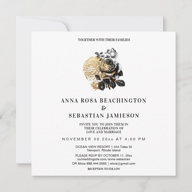 ~* PHOTO Rose Florale AR8 Faire-part de mariage RS (Devant)