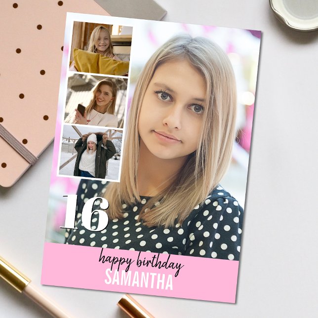 Photo rose simple | Collage Carte de voeux d'anniv (Personalize the collage birthday greeting card to create a special keepsake for your loved one!)