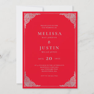 Photo rouge Moderne Simpliste Faire-part de mariag
