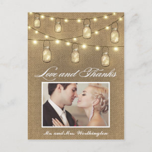 Photo Russe Burlap Mason Jar Merci Cartes postales