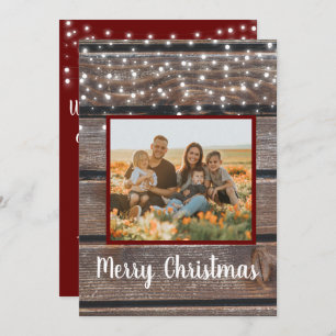 Photo Russe String Lights Red Christmas card