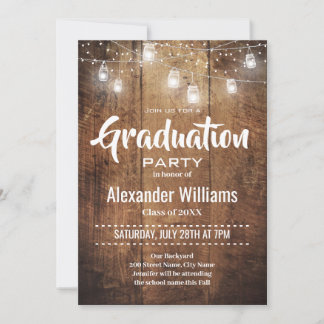 Photo Rustic Graduation Party Invitation