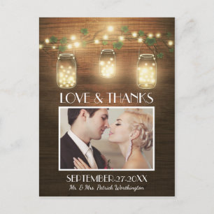 Photo Rustic Mason Jar Merci Cartes postales