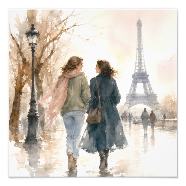 Photo Scène de rue romantique de Paris en impression (Devant)