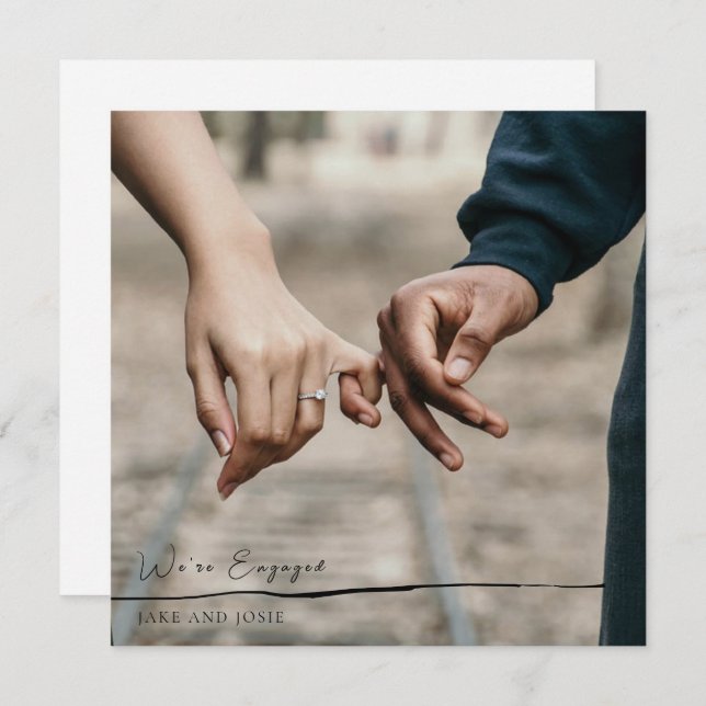 Photo, script engagé carte faire-part (Devant / Derrière)