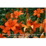 Photo Sculpture Acheter une citation Lily Orange Lily Photo Sculpt<br><div class="desc">Magnifique cadeau ! cette belle photo de lys oranges avec le proverbe chinois suivant - "Quand vous n'avez que deux centimes,  achetez un pain avec l'un et un lis avec l'autre." Il vous rappelle qu'il y a d'autres choses que la nourriture qui sont importantes pour la vie d'une personne.</div>