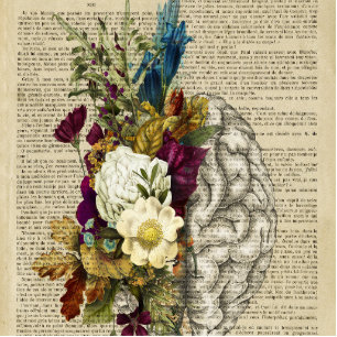 Photo Sculpture affiche d'anatomie du cerveau floral médical