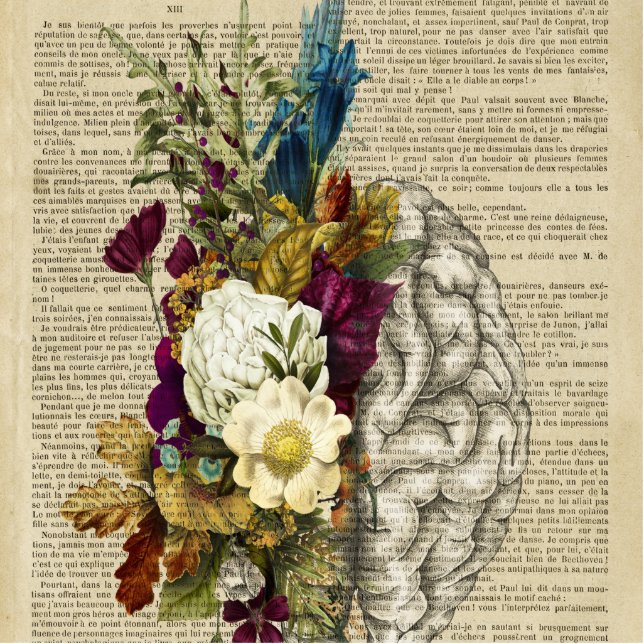 Photo Sculpture affiche d'anatomie du cerveau floral médical (Devant)