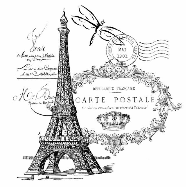 Photo Sculpture Aimant de collage Tour Eiffel (Devant)