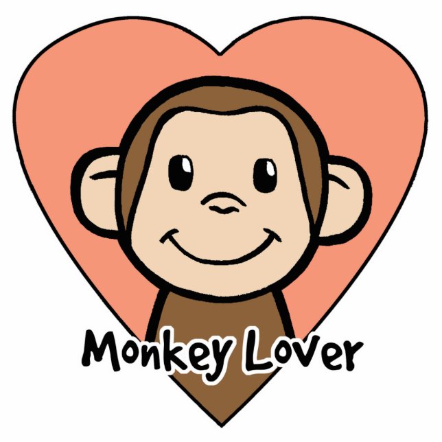 Photo Sculpture Amour mignon de singe de sourire de clipart (Devant)