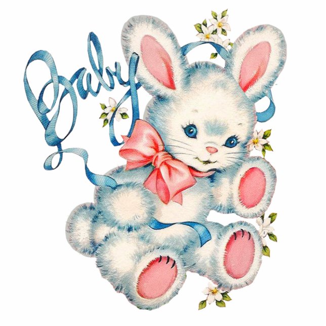 Photo Sculpture Baby shower lapin rose et bleu (Devant)