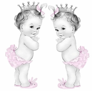 Photo Sculpture Baby shower rose de princesse Twin Girl