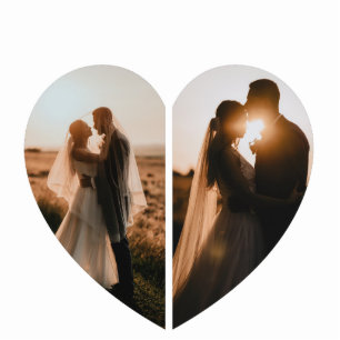 Photo Sculpture Belle photo en forme de coeur blanc Personnalisée 