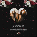 Photo Sculpture Black Floral Custom Photo Collage cadeau pour elle<br><div class="desc">chic pastel personnalisé "coeur En forme de collage" toile imprimable contient 2 grandes photos d'oeuvres d'art. CONSEIL DE CONCEPTION : Customisez plus loin pour modifier la taille du texte ou la police. Pour commander sans texte,  vous pouvez également supprimer le texte et le message d'amour</div>