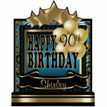 Photo Sculpture Blue and Gold Abstract Happy 00th Birthday<br><div class="desc">Table Topper Cutout. ⭐ produit "This Product" est 100 % "Customizable". ****Click on CUSTOMIZE BUTTON to add, delete, move, resize, changed around, rotate, etc... any of the graphics or text. 99% ou mes designs dans mon magasin are done in layers. This makes it easy for you to resize and move...</div>