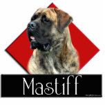 Photo Sculpture Brindle Mastiff Sculpture de diamant<br><div class="desc">Un magnifique Mastiff brindle avec un arrière - plan géométrique d'un diamant rouge et un rectangle noir. À l'intérieur est le nom de la race.</div>