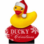 Photo Sculpture Canard mignon en caoutchouc de Père Noël de Noël<br><div class="desc">Nous vous souhaitons Noël très mignon et une bonne année ! Ce Père Noël mignon en caoutchouc jaune mignon fait un stuffer de bas d'amusement ! Plats de dîners de vacances, tasses, invitations et classeurs assortis disponibles. Contactez-moi si vous avez besoin de la personnalisation spéciale sur cet article ou voulez...</div>