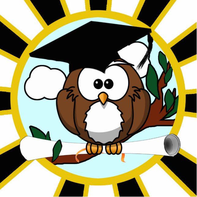 Photo Sculpture Chouette de graduation en dessin mignonne avec cou (Devant)