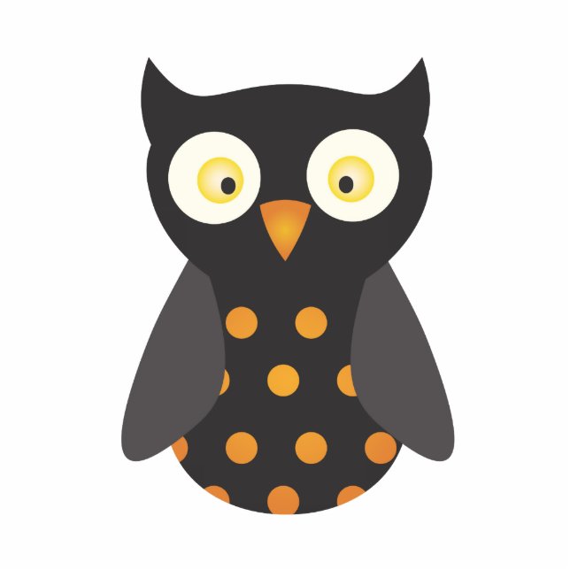 Photo Sculpture Chouette tachetée noire/orange (Devant)