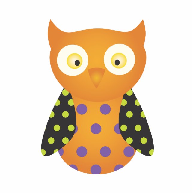 Photo Sculpture Chouette tachetée noire/orange (Devant)