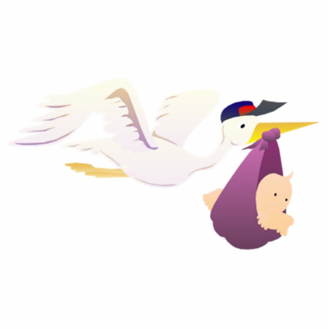 Photo Sculpture Cigogne livrant un bébé (Devant)