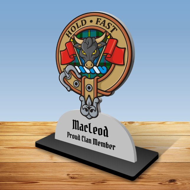 Photo Sculpture Clan MacLeod Crest sur Tartan Cutout (Créateur téléchargé)