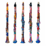 Photo Sculpture Clarinets Sculpture, Clarinet Coloré Statuette<br><div class="desc">Cadeau Clarinets coloré Statuette de Juleez avec clarinettes peintes à la main par l'artiste Julie Borden. Clarinets Whimiscal aux couleurs vives.</div>