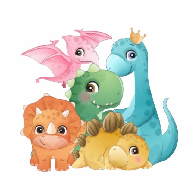 Photo Sculpture Couleur Cute Dinosaures Baby shower Cake Topper (Devant)