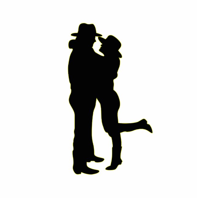 Photo Sculpture Cowboy et cow-girl en silhouette d'amour (Devant)