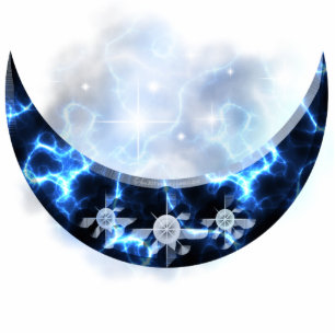 Photo Sculpture Croissant vers le haut bleu électrique