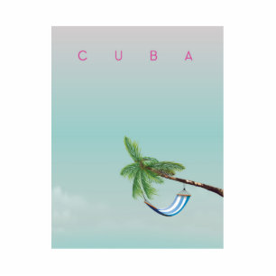 Photo Sculpture Cuba Hammock imprimé de vacances de style Vintage.