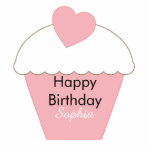Photo Sculpture Cupcake rose Topper<br><div class="desc">cupcake rose avec le coeur plateau de gâteau d'anniversaire personnalisé</div>