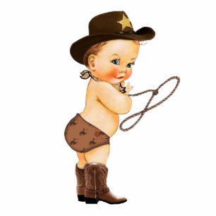 Photo Sculpture Cute Boy Cowboy Baby shower Cake Topper