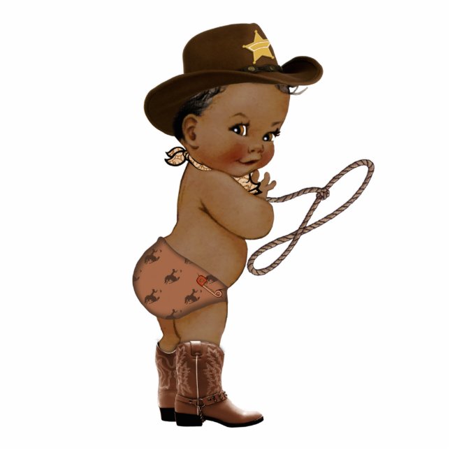 Photo Sculpture Cute Garçon Cowboy Baby shower gâteau Topper Coupe (Devant)