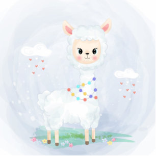 Photo Sculpture Cute Llama Baby shower Cake Topper