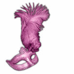 Photo Sculpture Décorations de table de table mascarade rose<br><div class="desc">Joli masque en plumes rose mascarade rose décoration de table de fête sculpture acrylique découpé.</div>