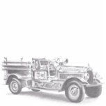 Photo Sculpture dessin au crayon vintage pour camion à feu<br><div class="desc">Camion vintage tiré à la main que j'ai dessiné pour mon père et maintenant sur Zazzle pour vous aussi profiter! Parfait pour le pompier / femme dans votre vie!</div>