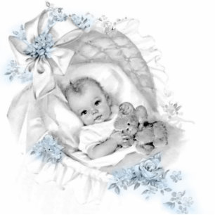 Photo Sculpture Douche bleue vintage douce de bébé