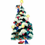 Photo Sculpture ELFES ÉQUILIBRANT l'ARBRE de NOËL par SHARON<br><div class="desc">ELFES ÉQUILIBRANT l'ARBRE de NOËL d'une aquarelle originale par SHARON SHARPE</div>